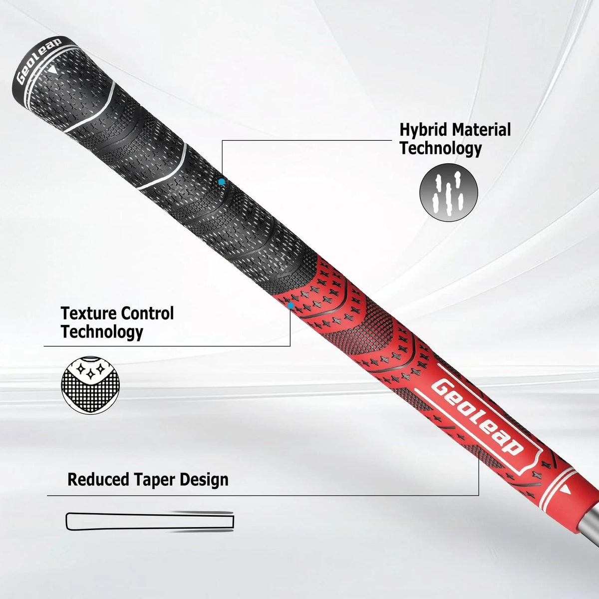 Geoleap Golf Grips Set of 13- Midsize, Red(Grips with All Repair Kits)