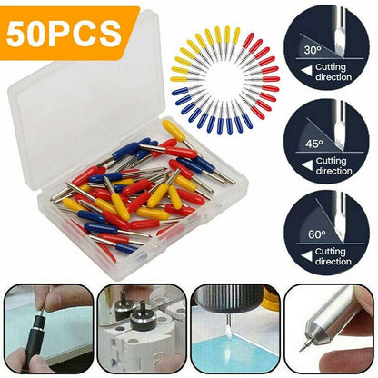 50Pcs 30°-60° Tungsten Steel Carbide Blade Roland Lettering Polished Kit