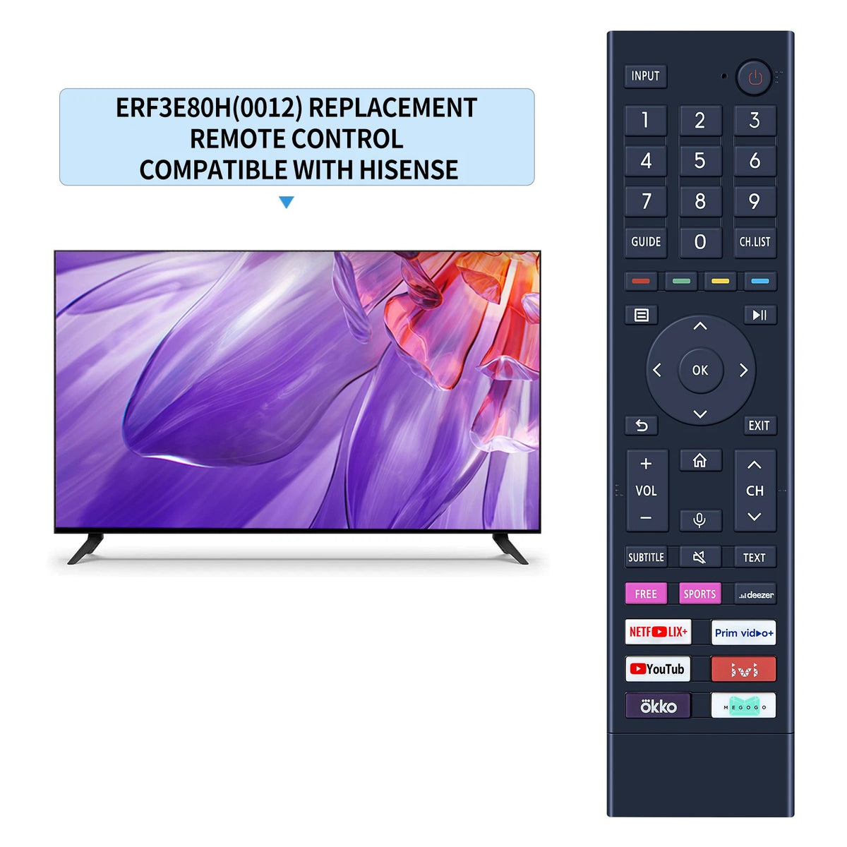 ERF3E80H Voice Remote Control For Hisense TV 43A6BG 43A6G 50A6BG 50A6G 55A6G