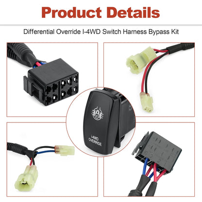 Differential Override I-4WD to 4X4 Switch Wiring Harness Bypass Kit For Honda
