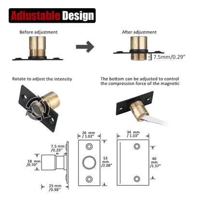 JQK Closet Magnetic Door Ball Catch Hardware, 430 2 Pack, Black