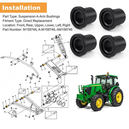 4Pcs A-Arm Bushing For John Deere Gator 625i 825i 5E 6E 6D M158746