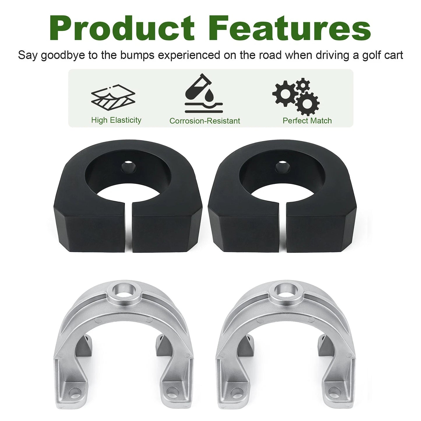 For EZGO Gas Golf Cart 1994-2008 Rear Spring ISO Mount Cap w/ Rubber Bushing