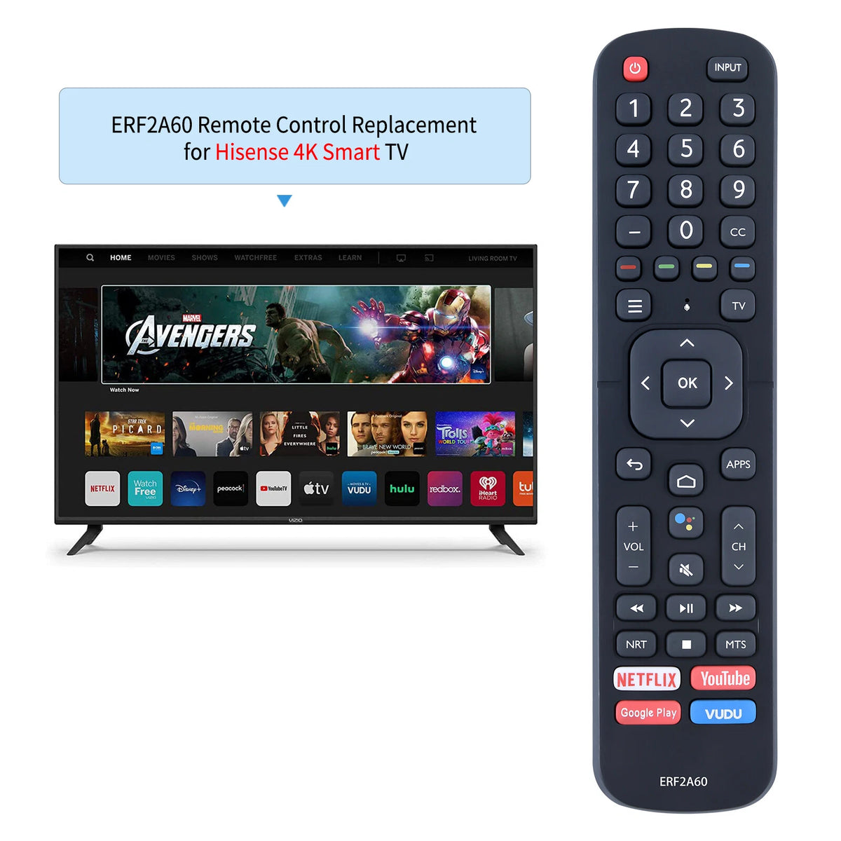 ERF2A60 Replace IR Remote Control For Hisense TV 43H6570F 50H6570F 55Q8G