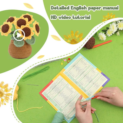 kgxulr Crochet Kit, Sunflower Kit for Beginners, Small, A-Sunflower
