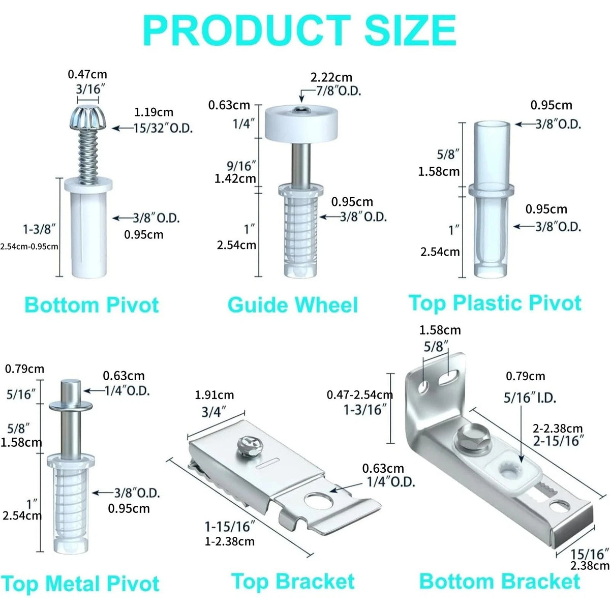 Complete Bifold Door Hardware Replacement Kit for 1-1 3/8 Inch Thick Doors