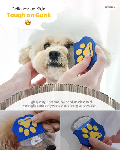 PETHROOM Professional Eye Comb for Pets | Stainless Steel Tear One Size, Blue