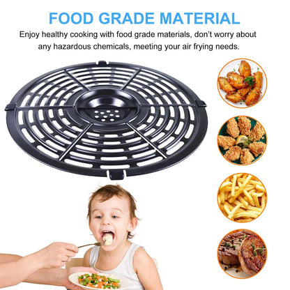 Air Fryer Replacement Parts Tray, Upgraded 5.0QT Round Grill 5QT, Black