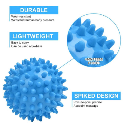 URAQT Spiky Massage Ball Set, 2 Pack Physical Therapy 2Pcs-Blue, 2pcs-blue
