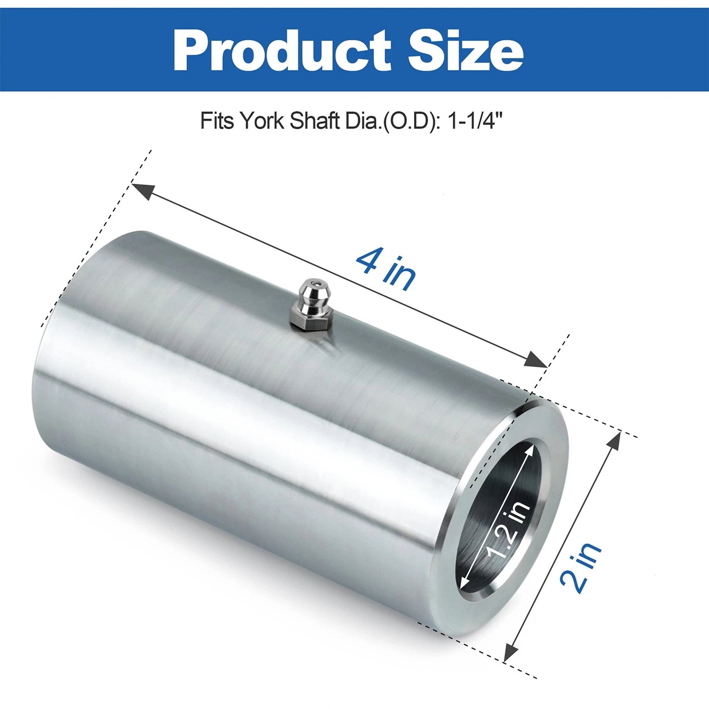 Tail Wheel Weldment Fork Tube Mount Bushing with Zerk Fitting Weld-On For Bush