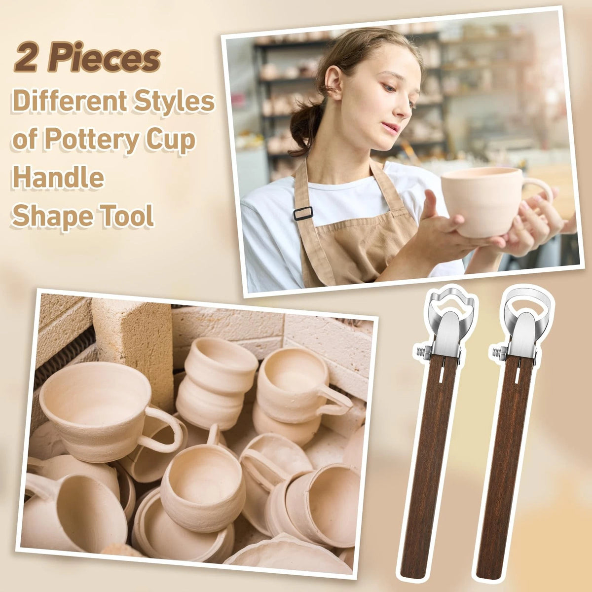 Therwen 2 Pcs Sculpture Scraper Pottery Carving Tool Classic Style
