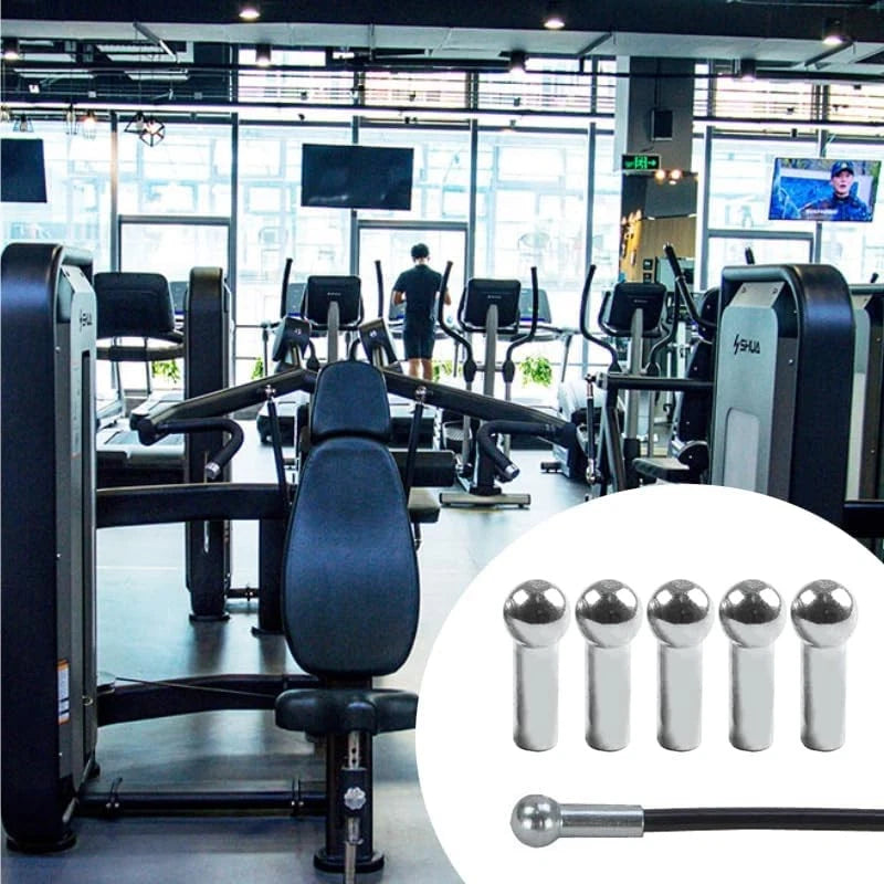 5 Pack Gym Pulley Machine Stopper Cable Ball For diameter 5mm Cable, Silver
