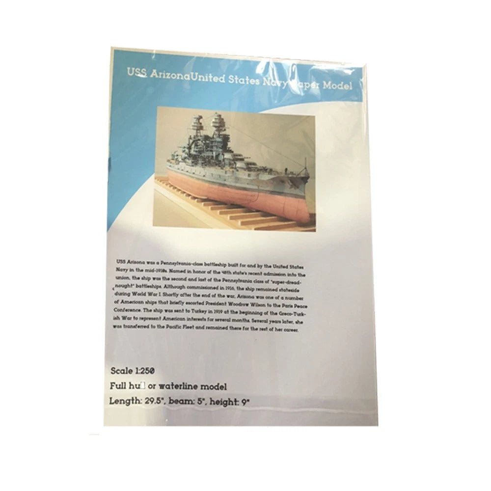 1/250 USS Arizona BB-39 Battleship Paper Model Ship Unassembled Unassembled Kit;