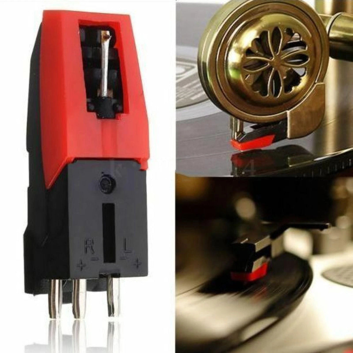 2Pcs Turntable Phono Ceramic Cartridge+Stylus Needle Kit for Record Player c