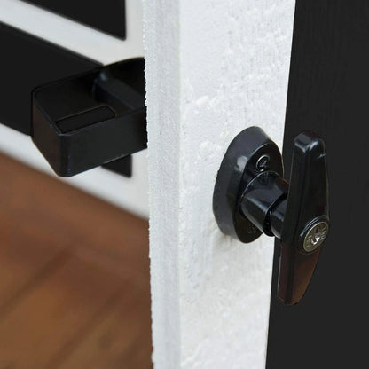 QANVEE Shed Door Latch T-Handle Lock Kit with 4 4-1/2 Inch Stem, Black