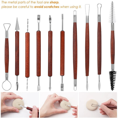 Blisstime 42pcs Pottery Tools, Clay Sculpting Kit, Red