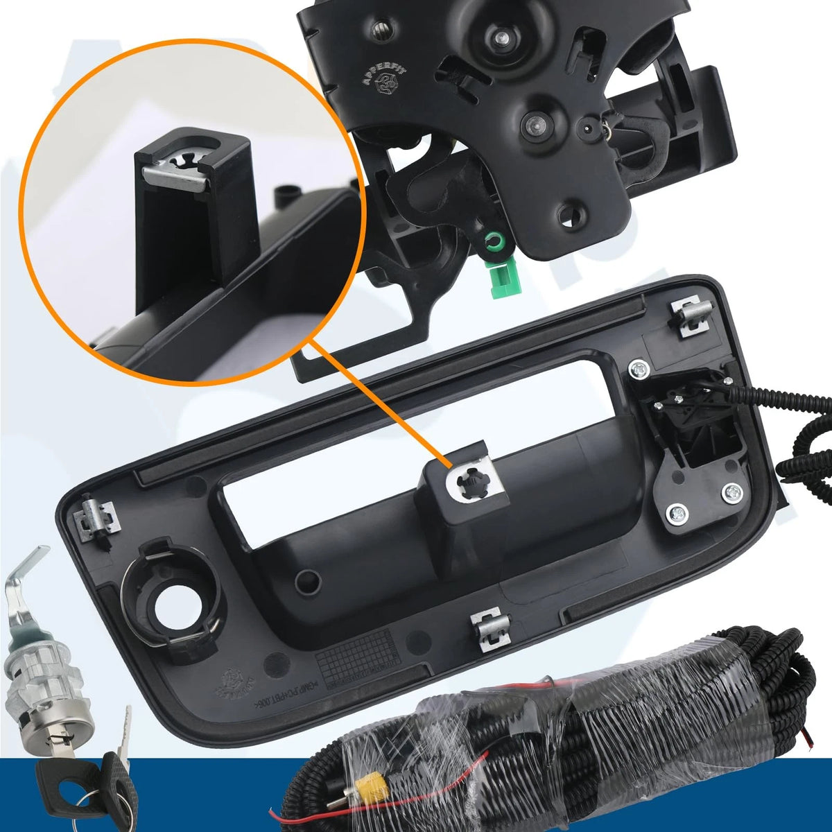 Backup Camera with Tailgate Handle & Bezel Trim & Lock Cylinder Black