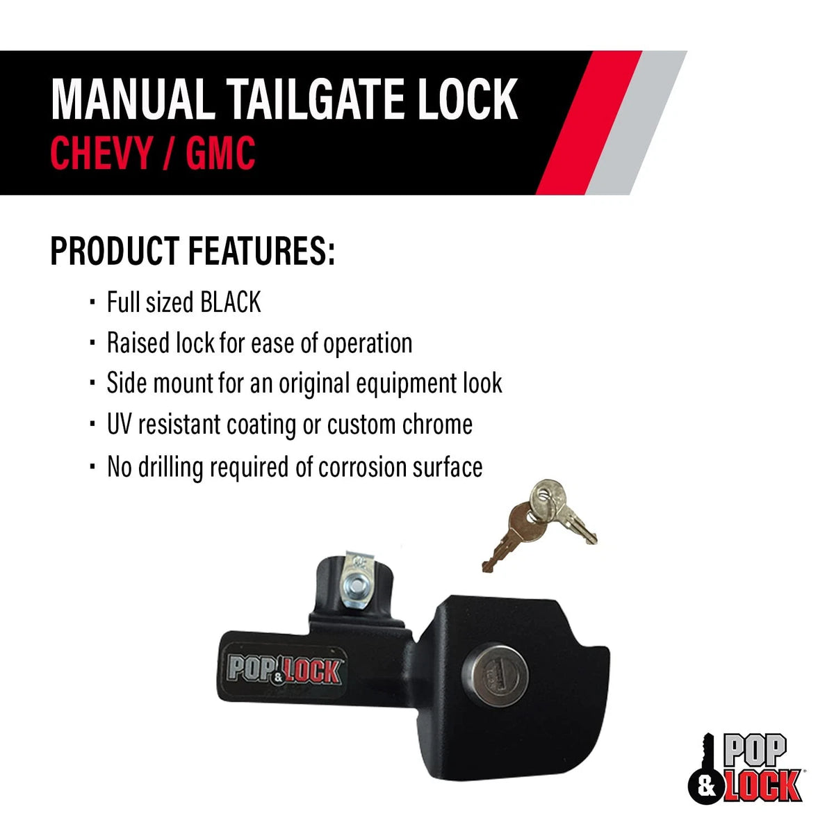 Pop & Lock – Manual Tailgate for Chevy Silverado and GMC Sierra, Black