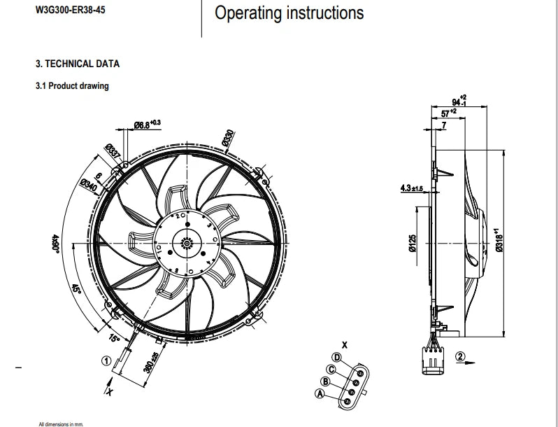 Ebmpapst W3G300-ER38-45 Axial Fan 27.5VDC 335W For Bus Water Tank Condenser Fan