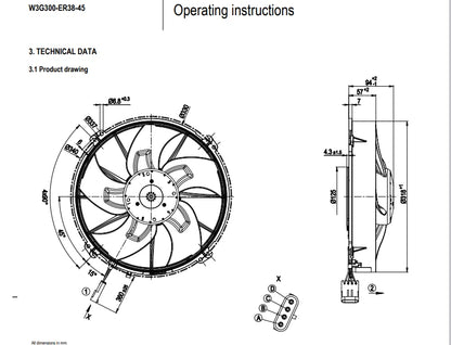 Ebmpapst W3G300-ER38-45 Axial Fan 27.5VDC 335W For Bus Water Tank Condenser Fan