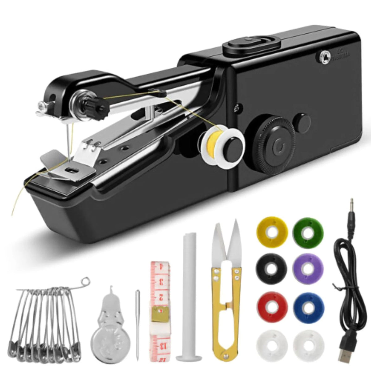 Handheld Mini Sewing Machine Stitch Electric Compact Tool w/ Accessories Kit