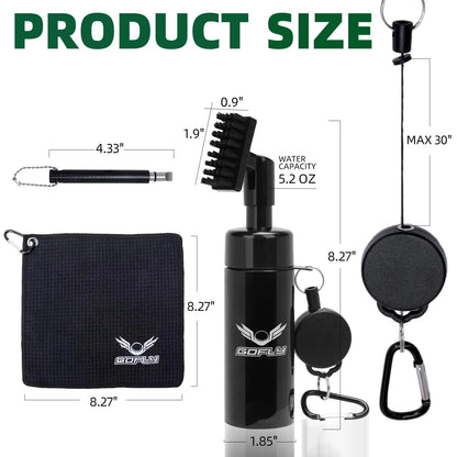 Gofly Golf Club Cleaning Kit, Brush & Groove Sharpener & Black