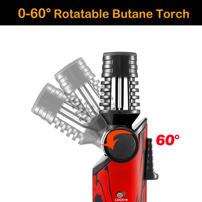 DOUBFIVSY Butane Torch Lighter, 60° Rotatable Refillable Kitchen Cooking Red