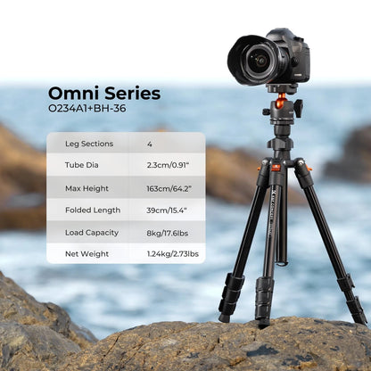 K&F CONCEPT 64 inch/163 cm Camera 64" height/8kg load, Black and Orange