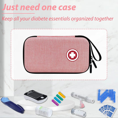 ICIMBI Diabetic Supplies Travel Case, Carrying 6.5 x 3.2 x 2.1 inches, PINK