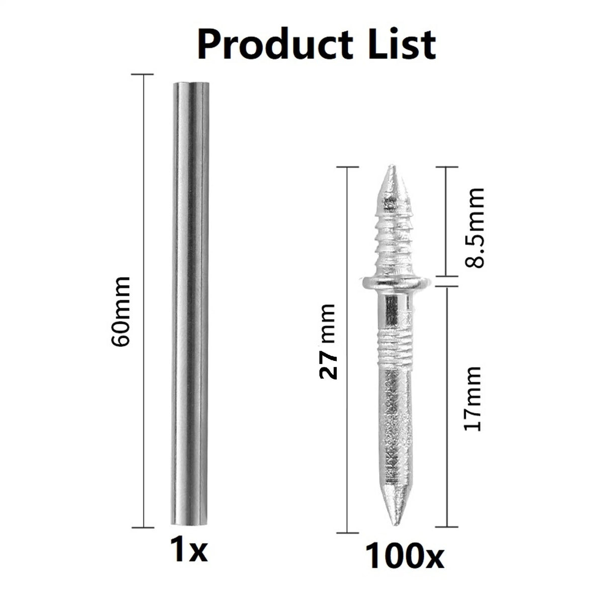 100Pcs  Double-Head Seamless Installation Metal Nail For Skirting Thread