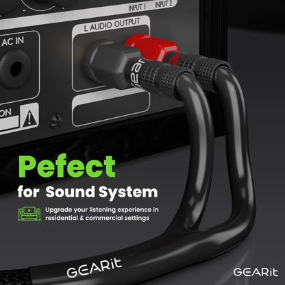 GearIT 12AWG Speaker Cable Wire with Gold-Plated Banana Tip 6 Feet, Black
