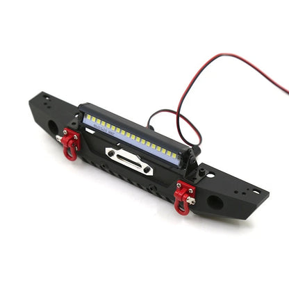 1/10 RC Car Metal Front Bumper With LED Light&Hook For Axial SCX10 II 90046 TRX4