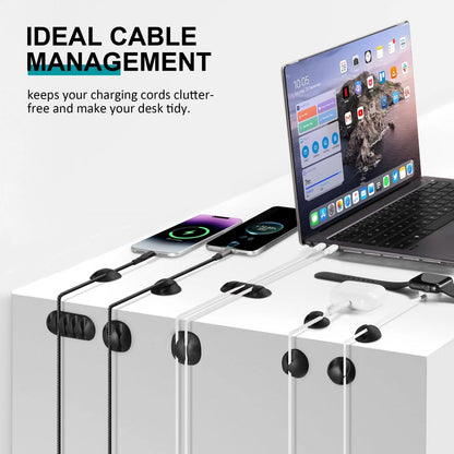 16Pack Black Desk Cable Management,Adjustable Cord 16pack, Black-16 Pack