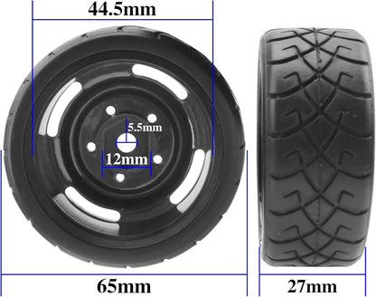 ShareGoo RC 1/10 Scale On Road Tires OD2.55 Rubber & Wheel Rims 12mm Hex...