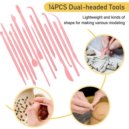 28Pcs Polymer Clay Cutter Tools, Pletpet Tools Acrylic pink