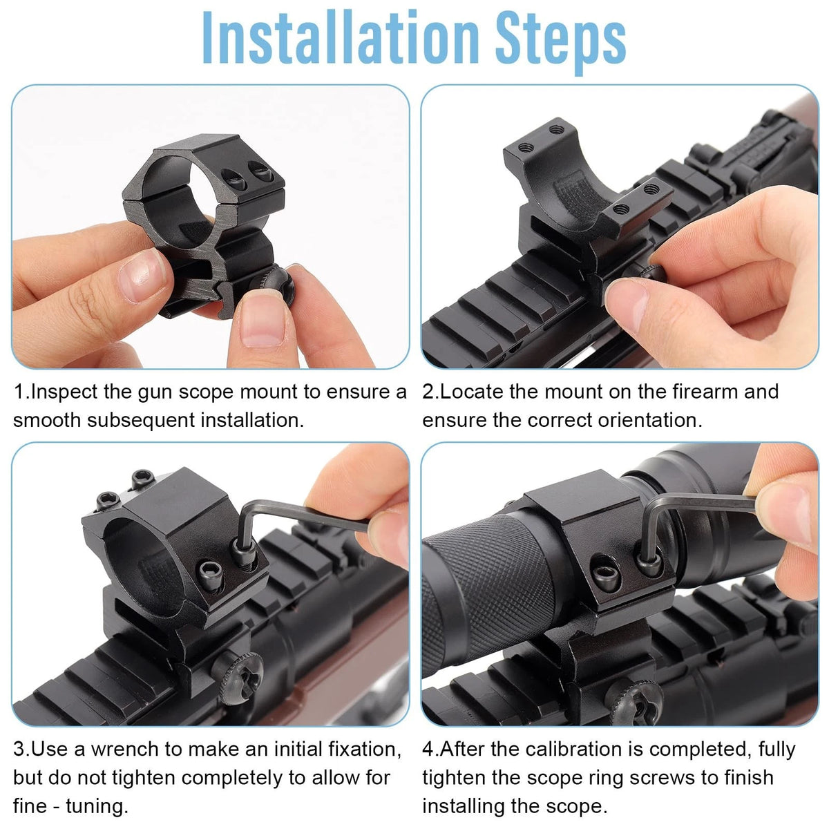 NEATABY Scope Rings Set, 2 Pcs Mounts with Hex Wrenches, 1 Inch Black