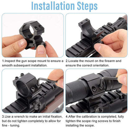 NEATABY Scope Rings Set, 2 Pcs Mounts with Hex Wrenches, 1 Inch Black