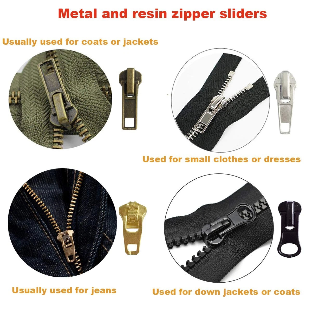 EuTengHao 169Pcs Zipper Repair Kit Replacement Silver/Gold/Black