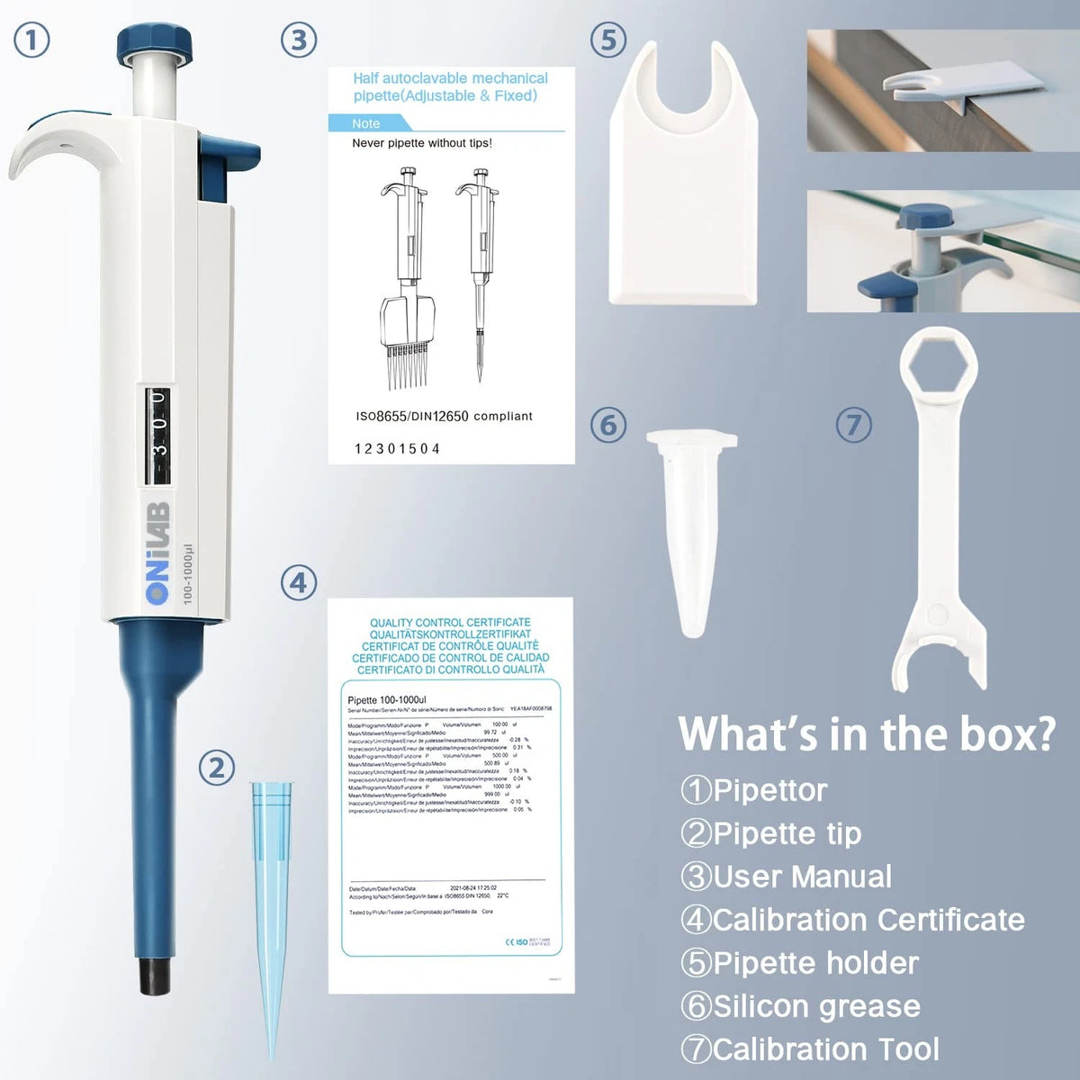ONiLAB 5-50μl Single-Channel Manual Adjustable Variable Volume