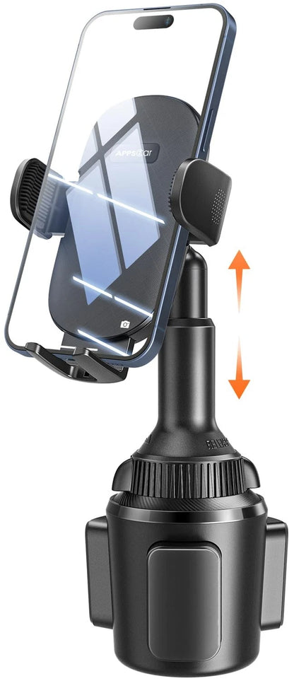 APPS2Car Universal Car Cup Phone Holder | Quick Extension Long Arm | Black
