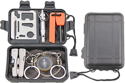 EMDMAK Survival Kit Outdoor Emergency Gear for Camping Hiking Black