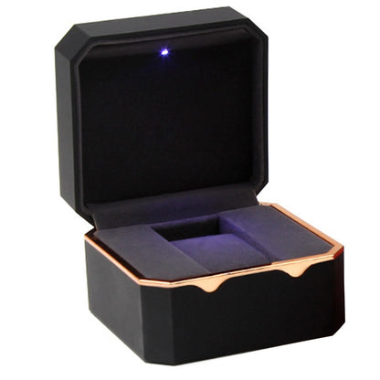 LED Light Watch Case Antidust Display Storage Holder Luxury Jewelry Box Black/