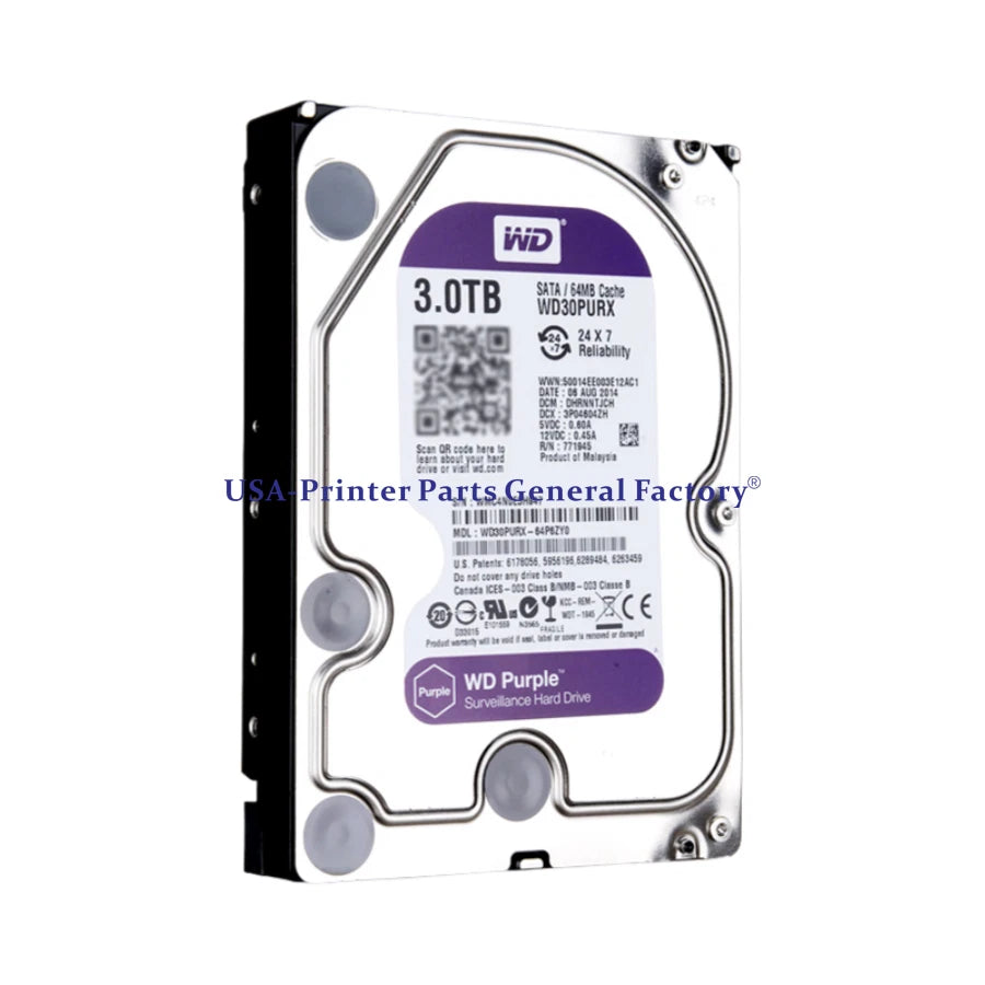 Fits For WD Purple 3TB WD30PURX 64MB SATA 3.5" Internal Desktop HDD PC CCTV