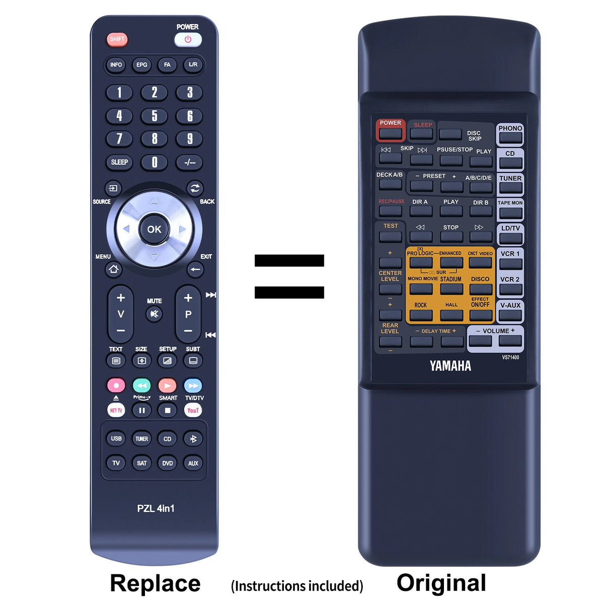 Replace Remote Control For Yamaha VS71400 VP59040 RX700RDS RX495RDS RX485RDS