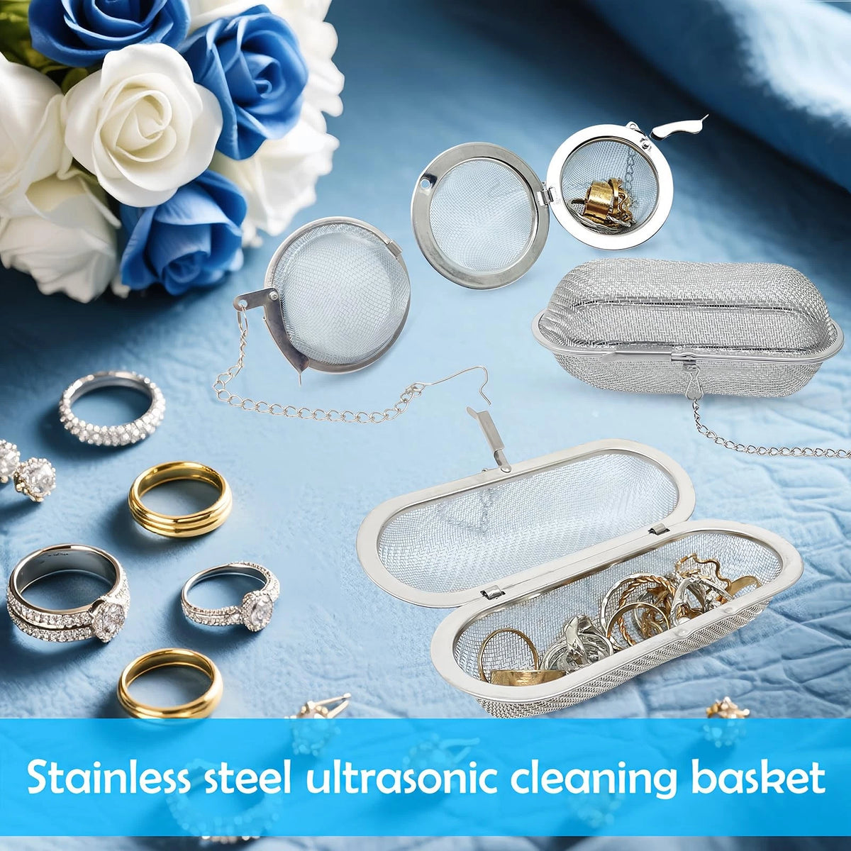 4PCS Stainless Steel Ultrasonic Cleaner Basket - Professional Jewelry &...