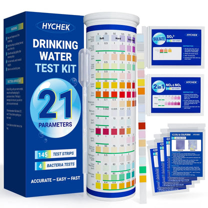 HYCHEK 21 in 1 Accurate Drinking Water Testing Kits, 145 Strips + 4 Bacteria...