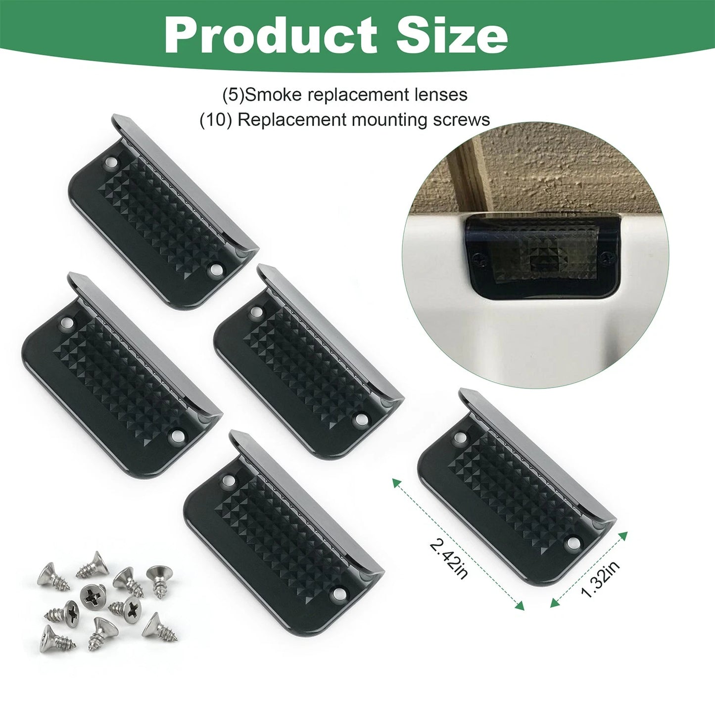 Fits Lund Cab Moon Sun Visor Replacement Light Lens Lenses Smoked -5PCS