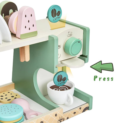 Wooden Ice Cream Toy, 3-in-1 child-size, White, Pink, Green, Brown