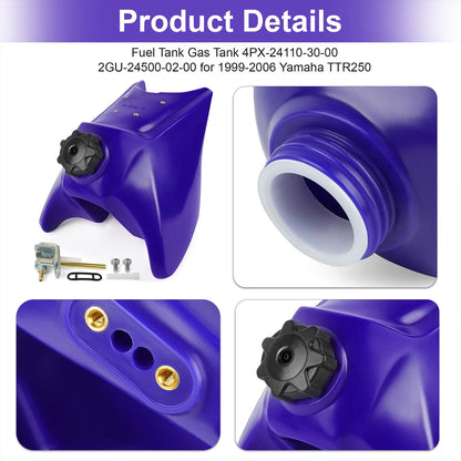 ‌4PX-24110-30-00 Fuel Gas Tank for Yamaha TTR250 96-06 Includes Gas Cap,Petcock