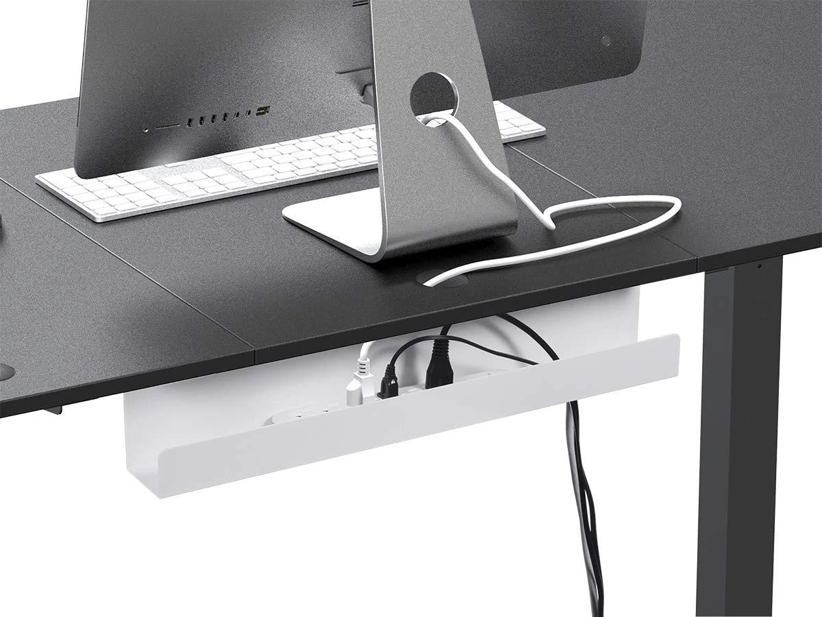 Monoprice Under Desk Cable Tray - Steel with Power Supply and Wire White